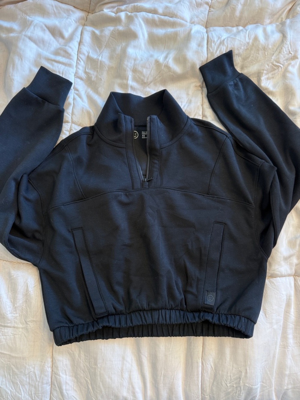 Gilly Hicks Black Quarter Zip Funnel Neck Pullover